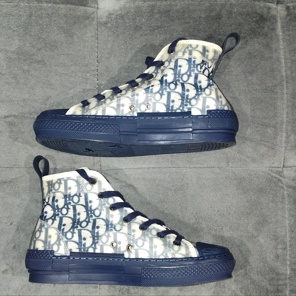 DIOR B23 LEAGUE HIGH-TOP SNEAKERSWHITE AND BLUE DIOR OBLIQUE CANVAS SIZE 39/ 8½ - Picture 4 of 9